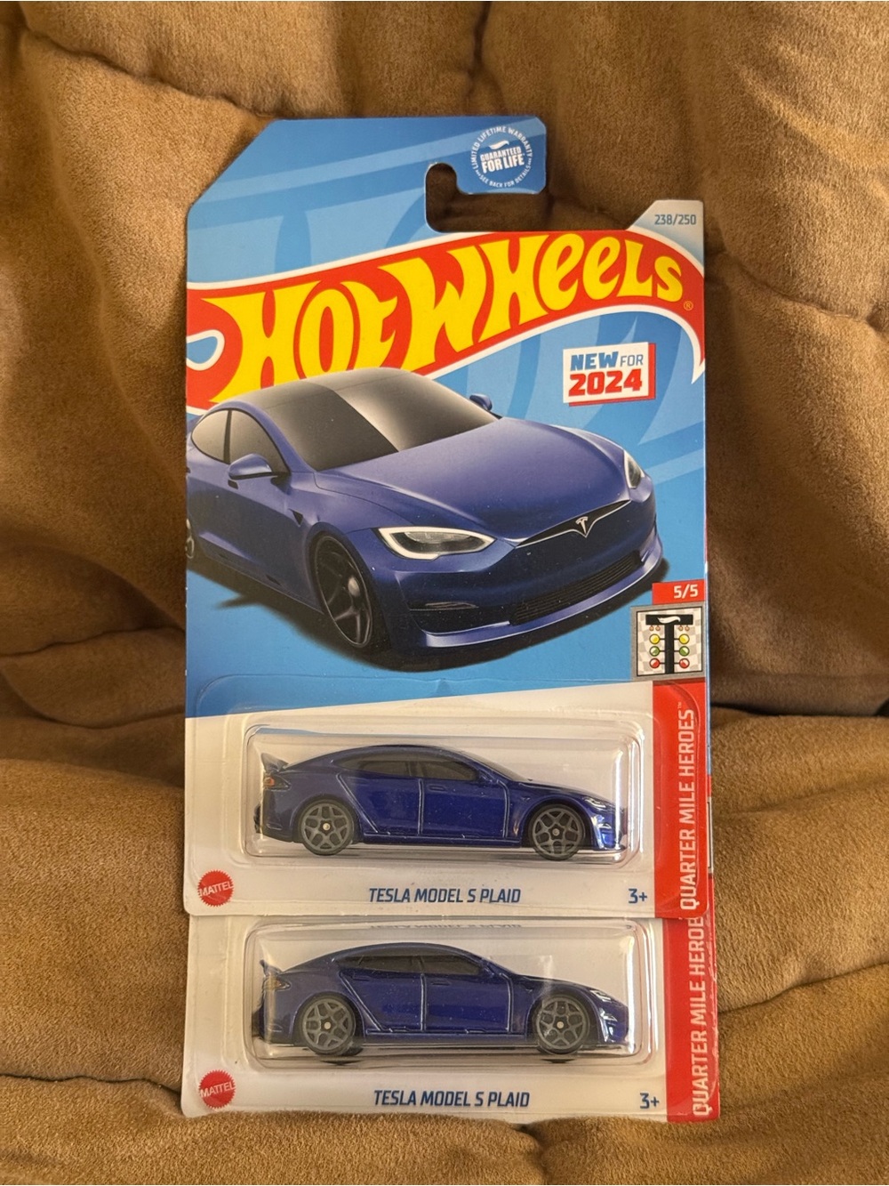 Hot Wheels Tesla Model S Plaid Toy Car - Blue lot of 2